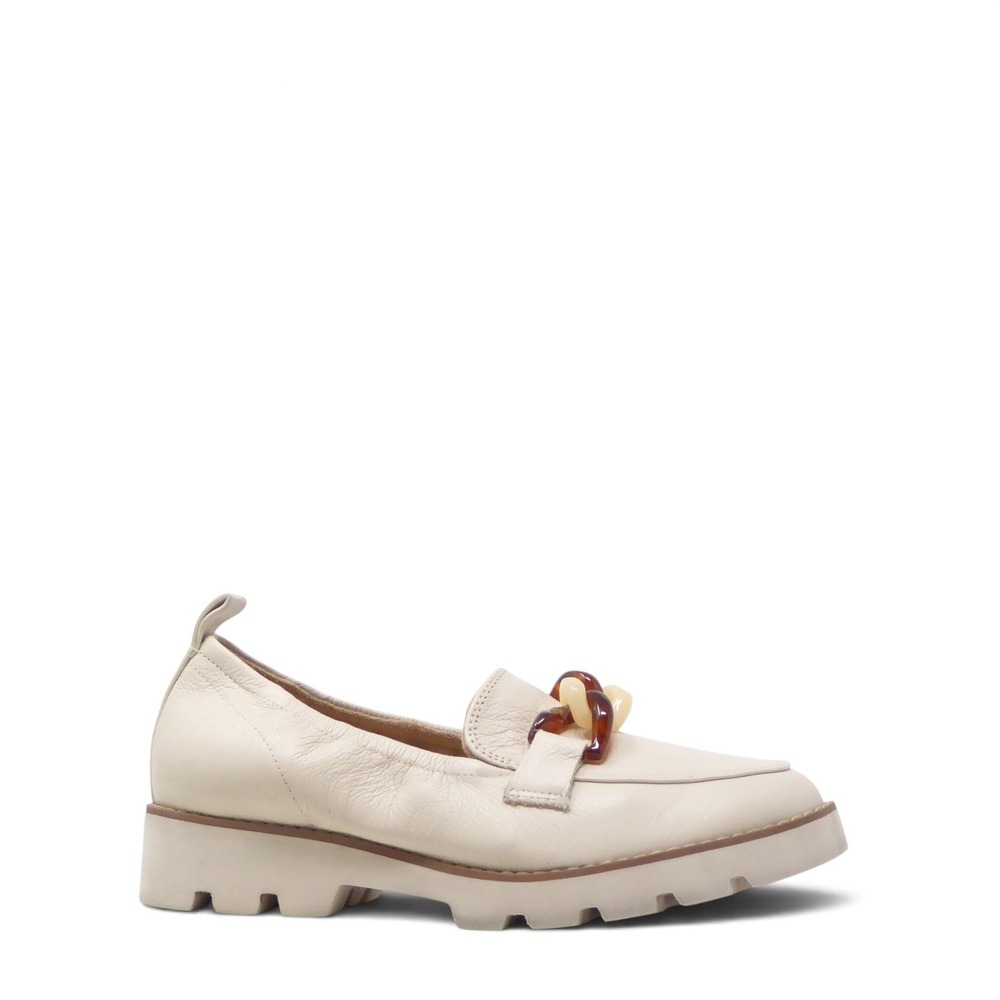 Vionic Women Loafers Cream Cynthia Leather Chain Detail Size 5